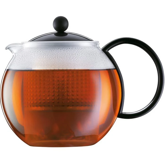 Bodum Tee-Kanne Assam 1844-01 Glas, Mit Kunststoff-Sieb, French Press, Schwarz, 1,0 L 1 Bodum Tee-Kanne Assam 1844-01 Glas, Mit Kunststoff-Sieb, French Press, Schwarz, 1,0 L
