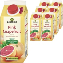 Alnatura Saft Pink Grapefruit, BIO, 100% Fruchtgehalt, Je 0,75 Liter, 6 Pack