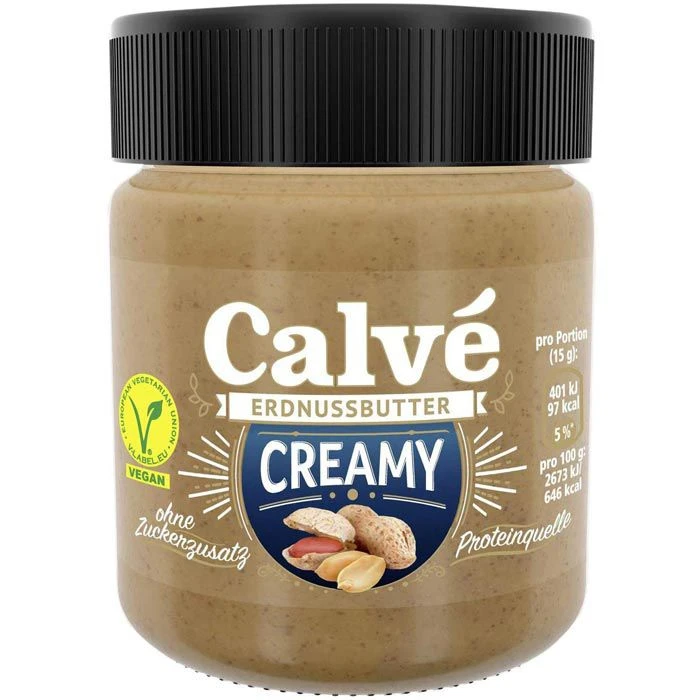 Calve Brotaufstrich Erdnussbutter, Creamy, 87% Erdnüsse, Ohne Zuckerzusatz, 210g 1 Calve Brotaufstrich Erdnussbutter, Creamy, 87% Erdnüsse, Ohne Zuckerzusatz, 210g