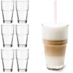 Leonardo Kaffeegläser Solo Becher 043400, Latte Macchiato Gläser, 370ml, 6 Stück