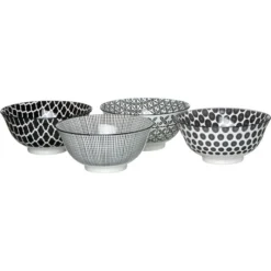 Ritzenhoff&Breker Müslischale Takeo, Porzellan, Schwarz / Weiß, 15,5cm, Set, 4 Stück