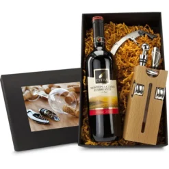 Böttcher-AG Geschenkset Weinaccessoires, Rotwein, Korkenzieher, Tropfringe, Thermometer ...