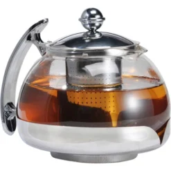 Böttcher-AG Tee-Kanne Glas, Mit Edelstahl-Sieb, Transparent, 1,2 L