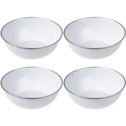 Gräwe Müslischale 730.SCH.C1, Stahlbelech Emailliert, Weiß, 15cm, Set, 4 Stück