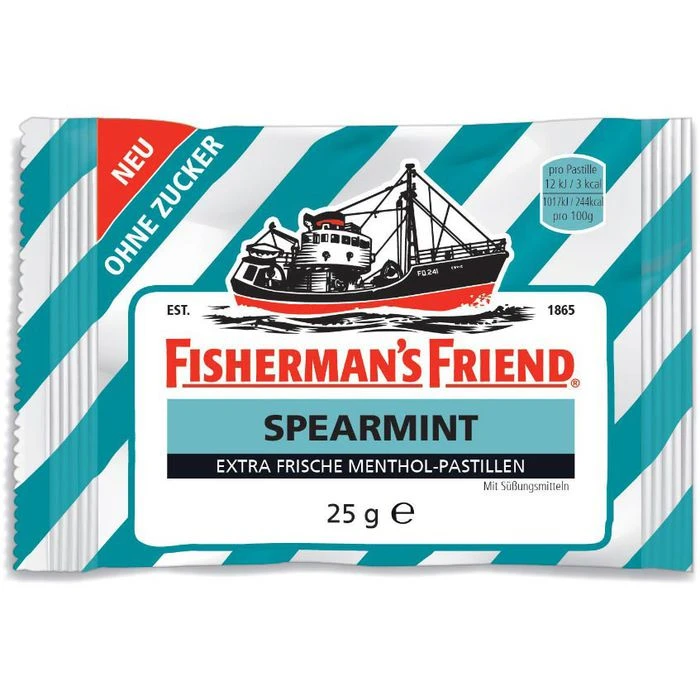 Fishermans-Friend Kräuterbonbons Spearmint, Zuckerfrei, Je 25g, 24 Beutel 2 Fishermans-Friend Kräuterbonbons Spearmint, Zuckerfrei, Je 25g, 24 Beutel – Bild 2