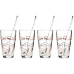 Ritzenhoff&Breker Kaffeegläser Latte Macchiato, Set Mit Löffel, 370ml, 8-teilig