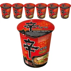 Nongshim Fertiggericht Shin Cup Noodle Soup, Scharfe, Koreanische Nudelsuppe, Je 68g, 6 Stück