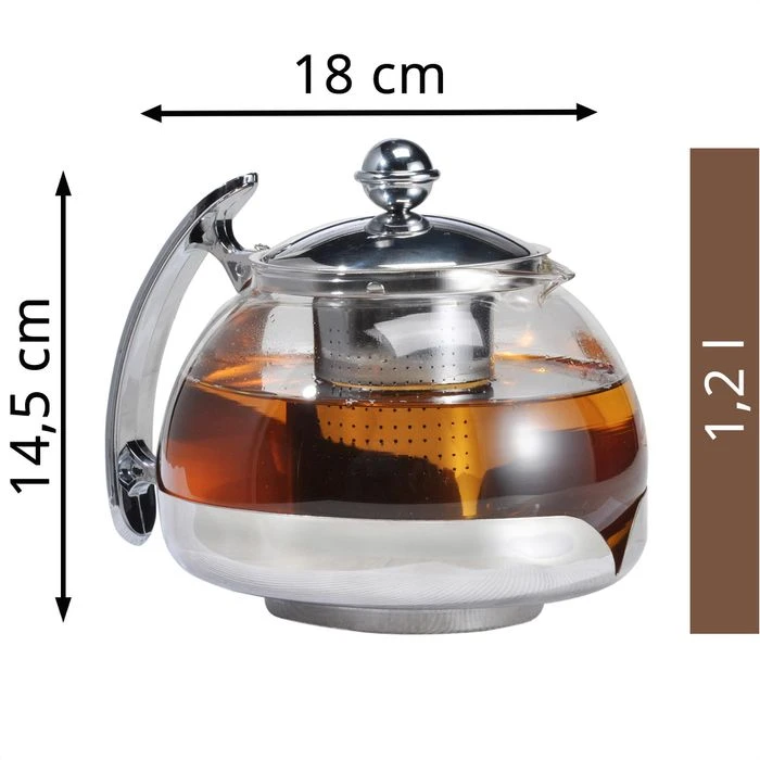 Böttcher-AG Tee-Kanne Glas, Mit Edelstahl-Sieb, Transparent, 1,2 L 2 Böttcher-AG Tee-Kanne Glas, Mit Edelstahl-Sieb, Transparent, 1,2 L – Bild 2