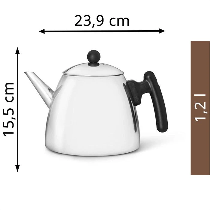 Bredemeijer Tee-Kanne Duet Classic, Edelstahl, Doppelwandig, Silber / Schwarz, 1,2 L 2 Bredemeijer Tee-Kanne Duet Classic, Edelstahl, Doppelwandig, Silber / Schwarz, 1,2 L – Bild 2