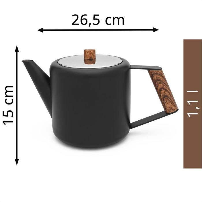 Bredemeijer Tee-Kanne Boston, Edelstahl, Doppelwandig, Schwarz Matt, 1,1 L 2 Bredemeijer Tee-Kanne Boston, Edelstahl, Doppelwandig, Schwarz Matt, 1,1 L – Bild 2