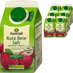 Alnatura Saft Rote Bete, BIO, 100% Direktsaft, Je 0,5 Liter, 6 Stück