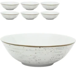 Van-Well Müslischale Pur Grau, Porzellan, Grau / Weiß, 18,5cm, Set, 6 Stück
