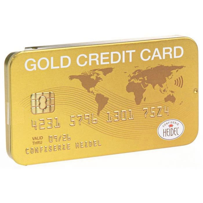 Heidel Geschenkset Gold Kreditkarte, Metall-Geschenkdose Mit 3 Schokoladen-Täfelchen 1 Heidel Geschenkset Gold Kreditkarte, Metall-Geschenkdose Mit 3 Schokoladen-Täfelchen