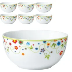 Van-Well Müslischale Vario Flower, Porzellan, Mit Dekor, 14cm, Set, 6 Stück