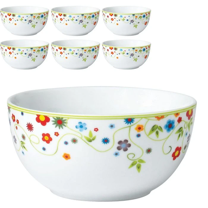 Van-Well Müslischale Vario Flower, Porzellan, Mit Dekor, 14cm, Set, 6 Stück 1 Van-Well Müslischale Vario Flower, Porzellan, Mit Dekor, 14cm, Set, 6 Stück