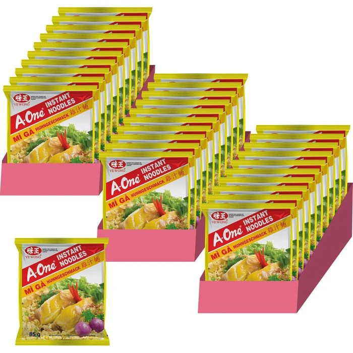 A-One Fertiggericht Mi Ga, Nudelsuppe Mit Huhngeschmack, Je 85g, 30 Stück 1 A-One Fertiggericht Mi Ga, Nudelsuppe Mit Huhngeschmack, Je 85g, 30 Stück