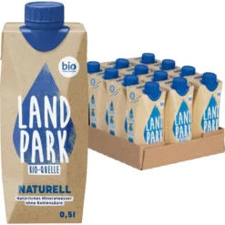 Landpark Mineralwasser Naturell, BIO, Ohne Kohlensäure, Je 0,5 Liter, 12 Stück
