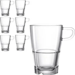 Leonardo Kaffeegläser Senso 024014 Latte Macchiato, Mit Henkel, 350ml, 6 Stück